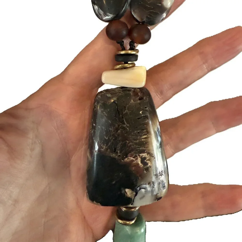 Vintage Tribal Beaded and Stone Necklace - Picture 5 of 13